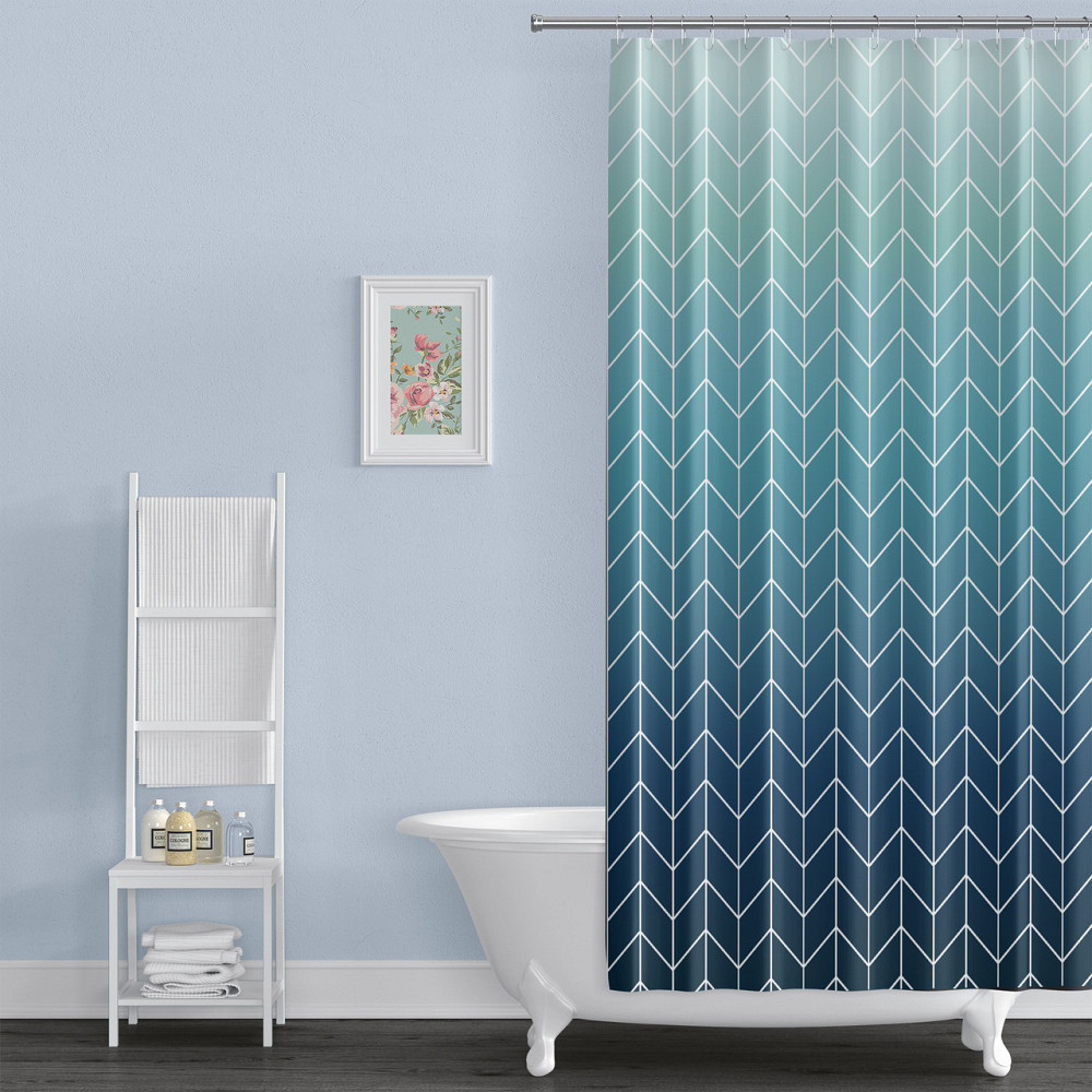 Шторка для ванной комнаты Bathlux 180 x 180 см с водоотталкивающим покрытием, бирюзово-синий градиент Каменец-Подольский - изображение 5