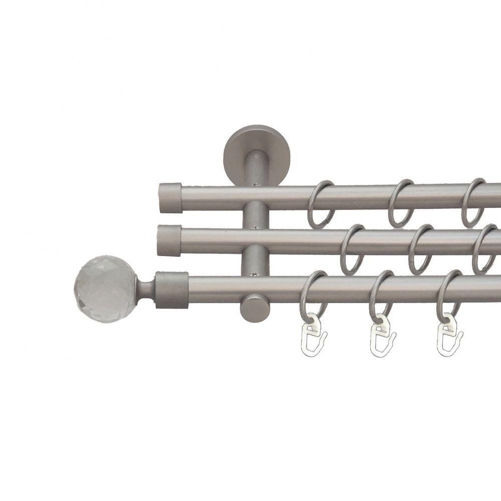 Карниз Orvit Люміера металевий трирядний циліндр (20 см) гладка труба кільце металеве Сатин 16\16\16 мм 240 см (6099513) Львів - фото 1