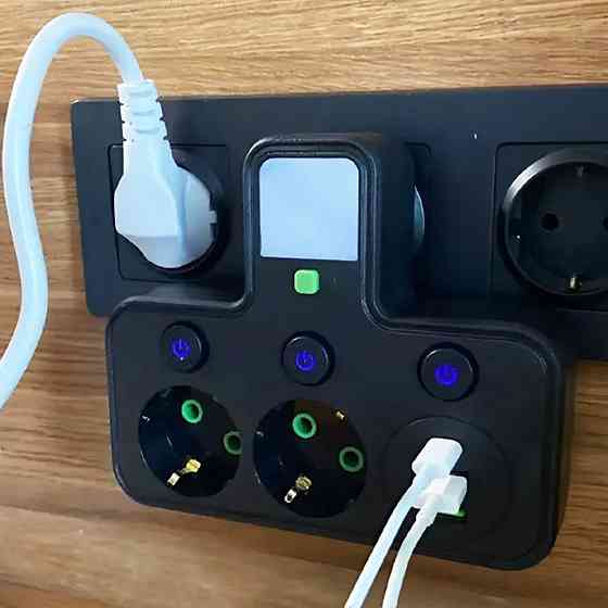 Мережевий фільтр з підсвічуванням 2500Вт,2 розетки,2хUSB+Type-C,HG-275 Київ