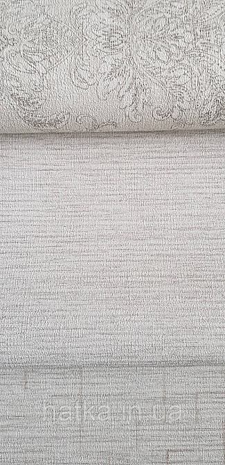 Шпалери вінілові на флізеліні Rasch Golden Hour метрові тонка смужка соломка під тканину сіро-бежеві Київ - фото 1