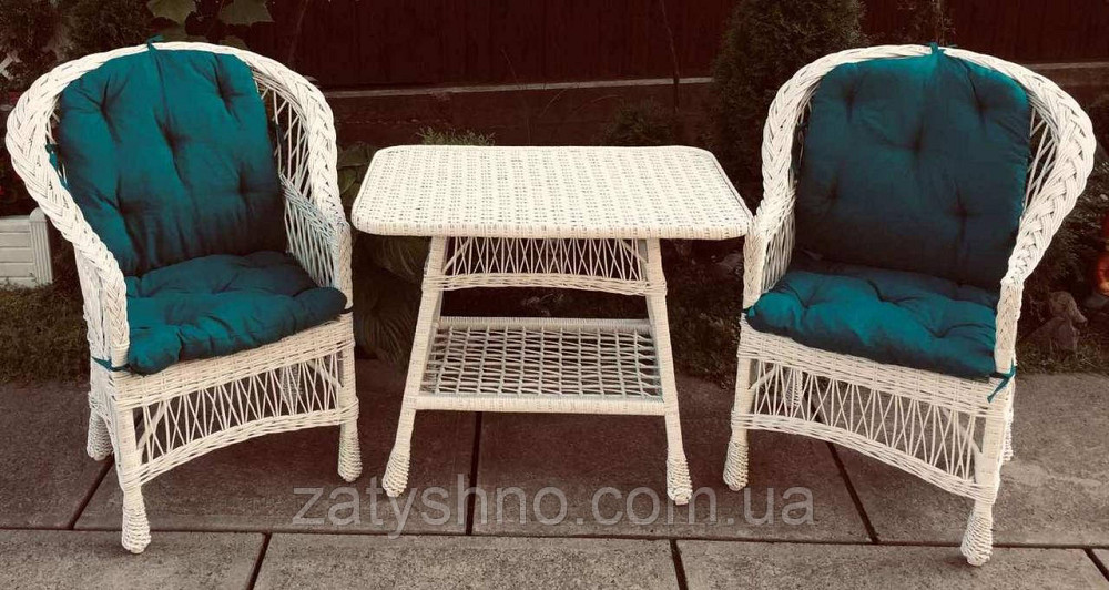 Плетені меблі білі з лози|  Комплект плетених білих меблів | меблі з лози на лоджію Київ - фото 3