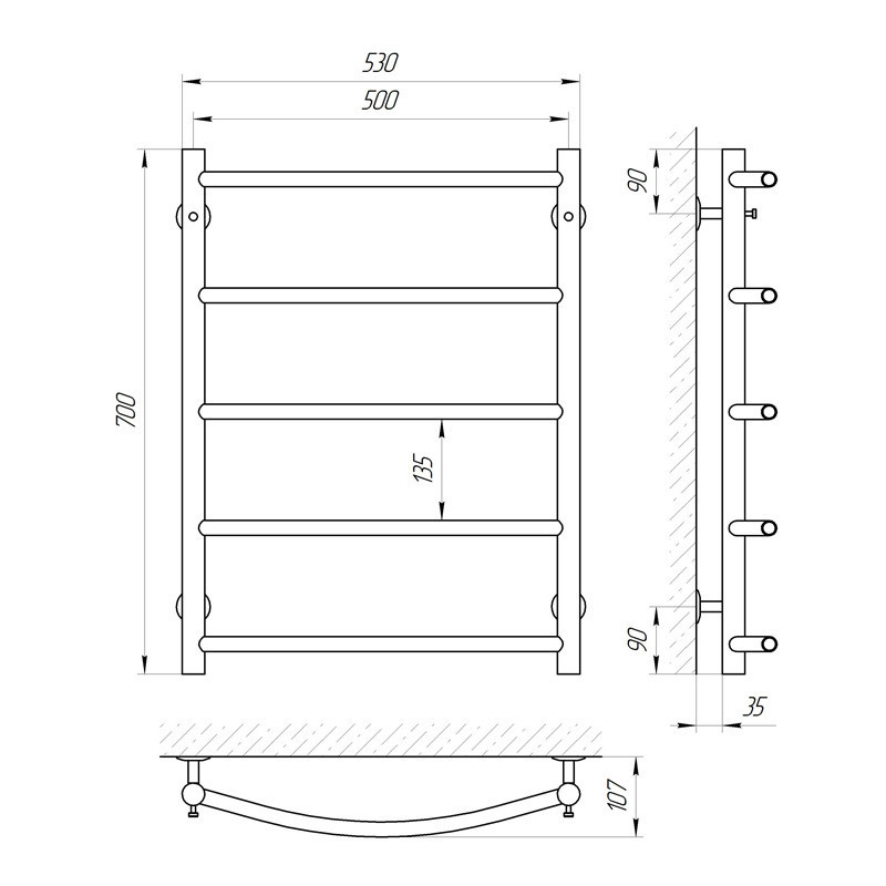 Водяна сушарка для рушників Laris Флеш П5 500x700 Київ - фото 4