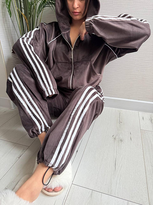 Женский стильный велюровый-плюшевый костюм двойка Шоколад, 42/44 Одесса - изображение 5