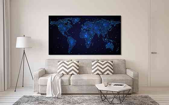 Картина полотно у вітальню / спальню  Мапа Світу   MLP_377 ( 60х30см ) 60x100 см Київ