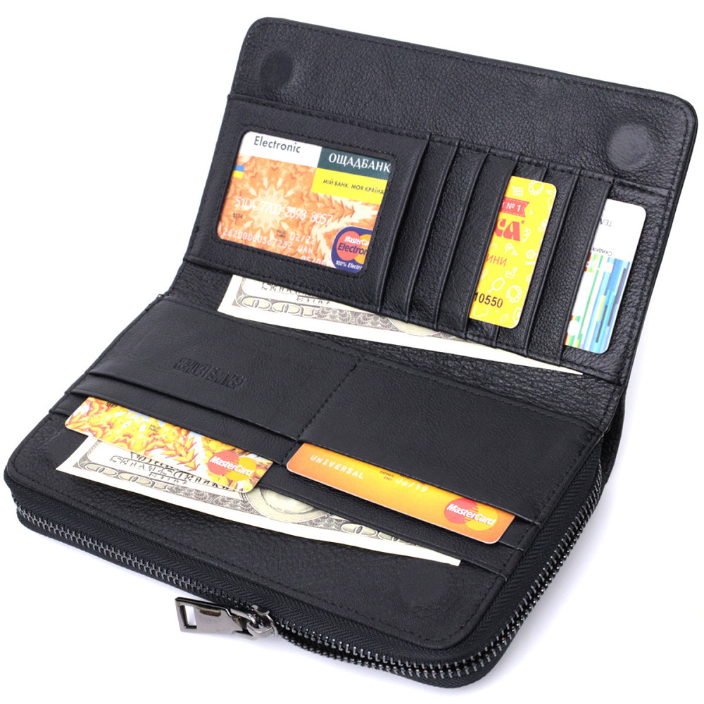 Чоловічий клатч із блоком для карт з натуральної шкіри ST Leather 22694 Чорний Київ - фото 7