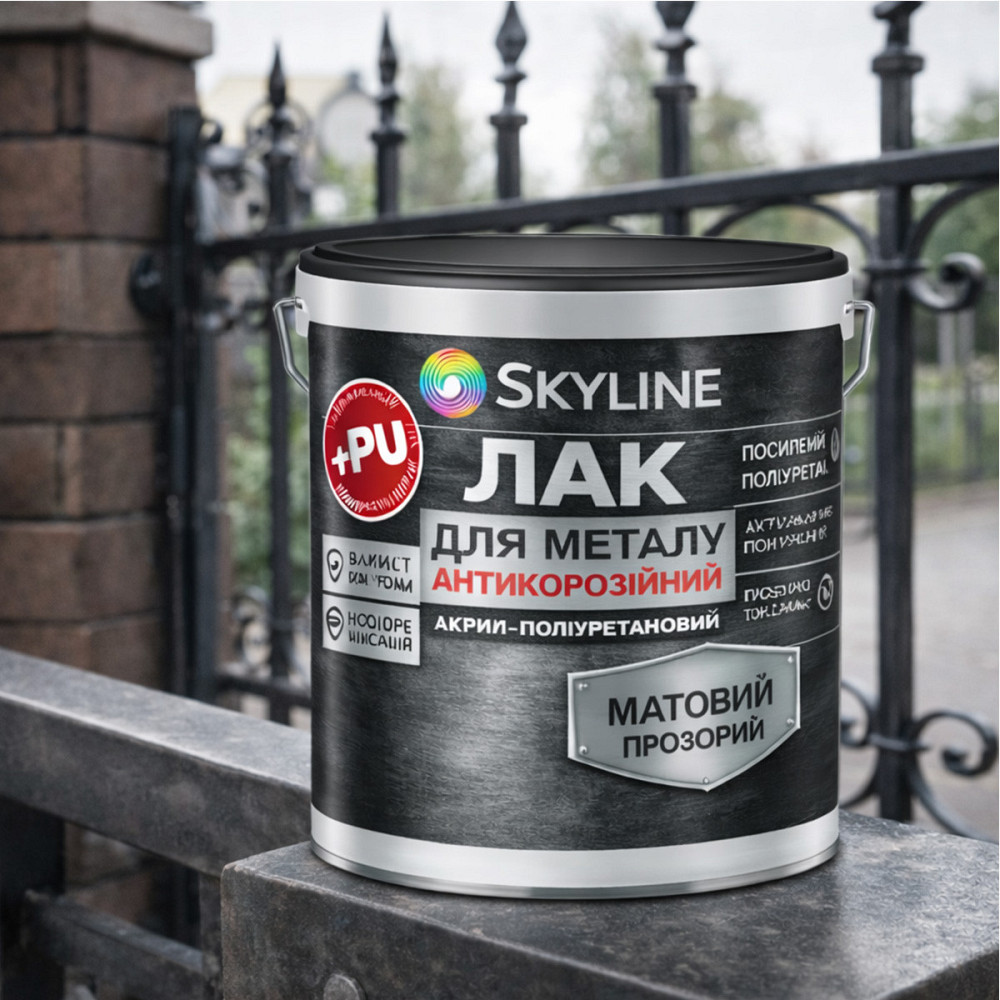 Лак для металу Skyline матовий прозорий акрил-поліуретановий антикорозійний без запаху 3 л Харків - фото 9