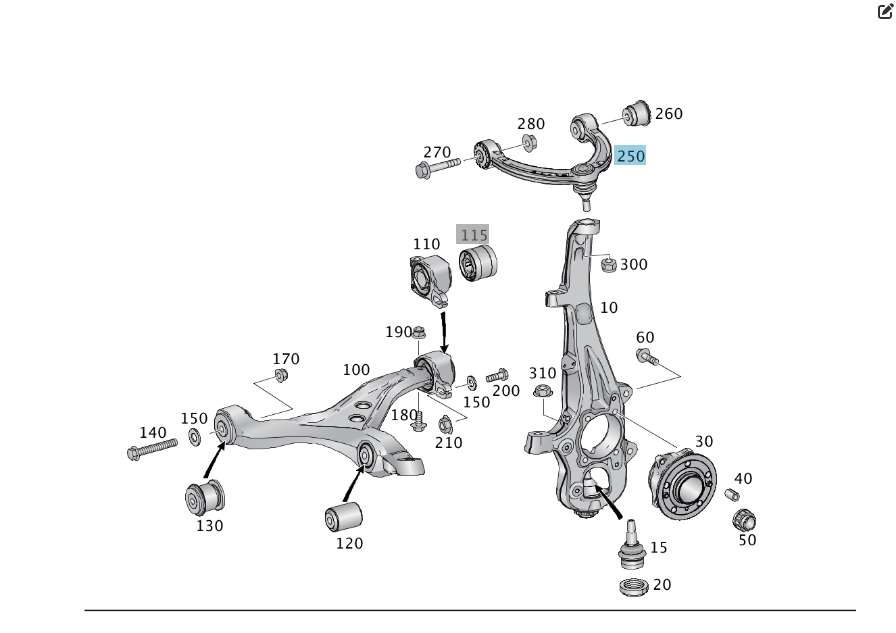 Mercedes-Benz  A1663301807 Важіль передній верхній правий ML/GLE W166 GLE Coupe C292 GL/GLS X166 Одесса - изображение 2