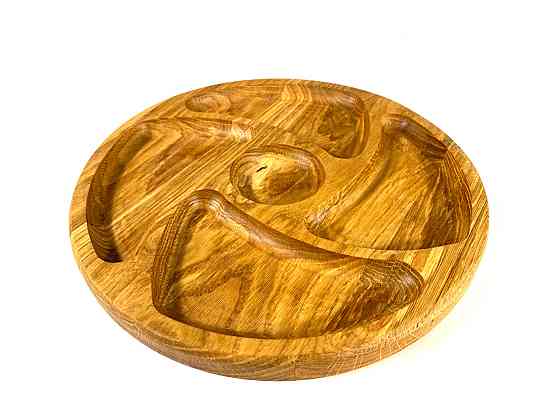 Деревянная тарелка из натурального дерева диаметр 25 см, высота 2 см, тарелка для закусок Каменец-Подольский