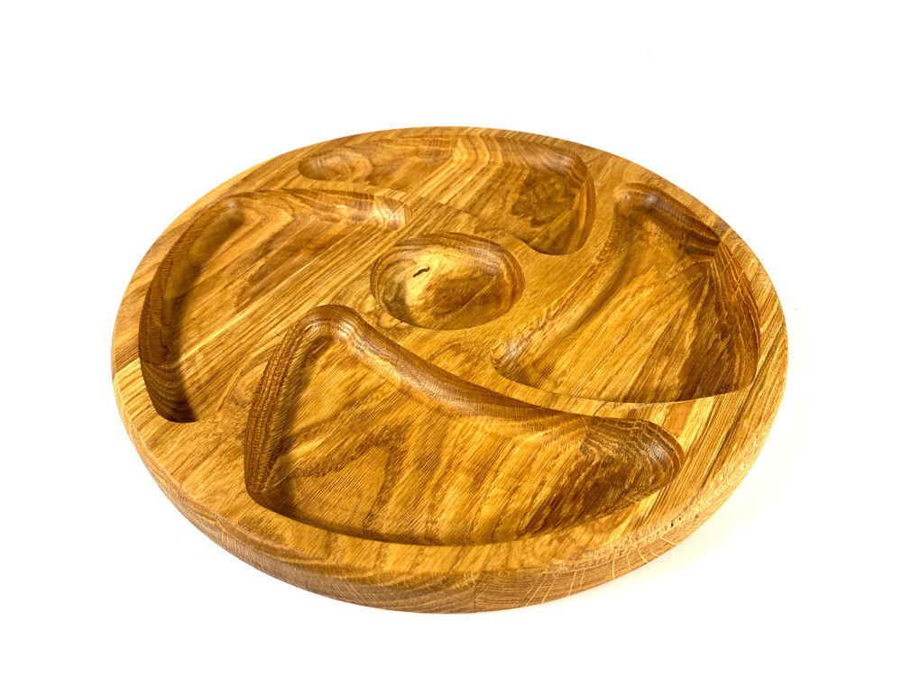 Деревʼяна тарілка з натурального дерева діаметр 25 см, висота 2 см, тарілка для закусок Кам'янець-Подільський - фото 3