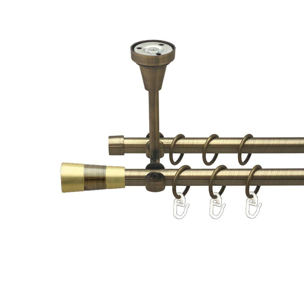 Карниз Orvit Валео металевий дворядний відкритий до стелі гладка труба кільце металеве Антик 16\16 мм 240 см (00-00016869) Львів - фото 1