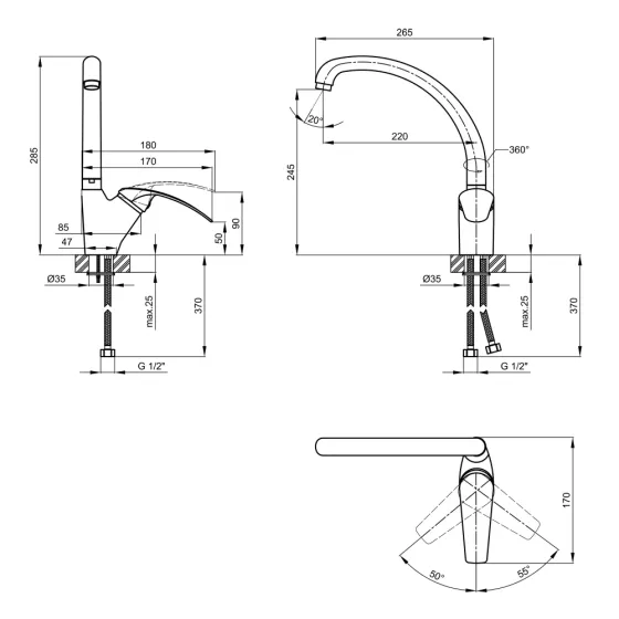 Смеситель для кухни Lidz Mars 007 (k40) LDMAR007CRM34856 Chrome Киев