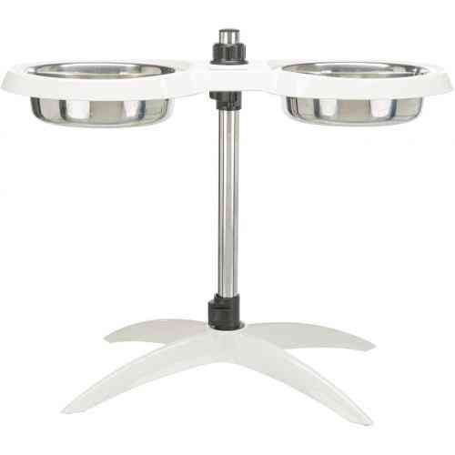 Миска Trixie для собак, на регулируемой подставке, белая, 2х2,4 л, d:25 см (меламин/металл) Винница