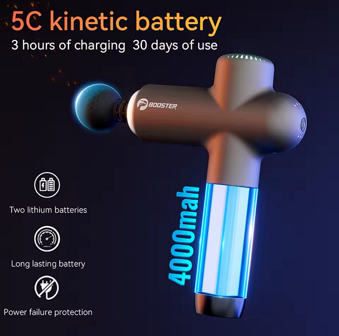 Перкуссионный массажер Booster Lightsaber 4000mah (8 насадок) Винница - изображение 7