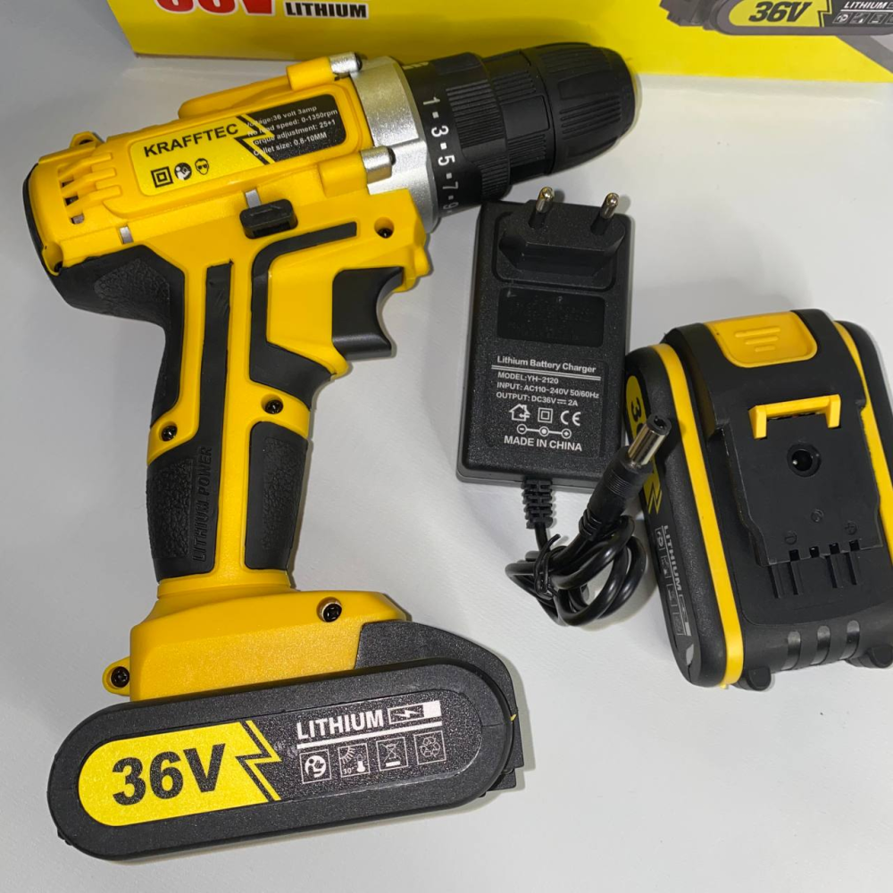 Шуруповерт акумуляторний KRAFFTEC 36V 3Ah, потужний, з підсвічуванням, зручний, для дому та професійних робіт Одеса - фото 8