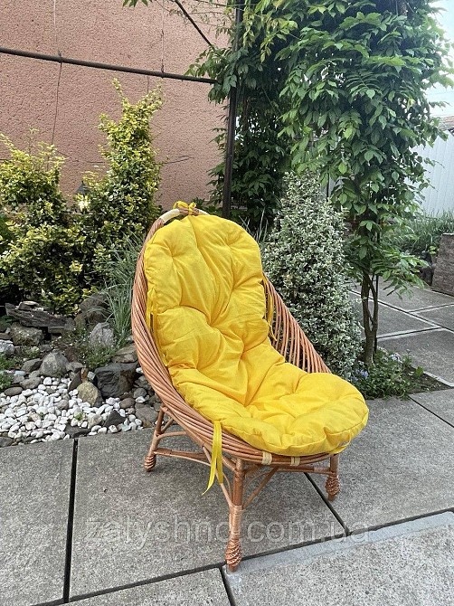Кресло плетеное из лозы с желтой подушкой Киев - изображение 9