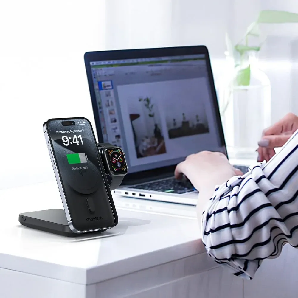 Повербанк з підставкою 10000mAh Choetech B750 Black QC3.0 PD3.0 бездротова зарядка смартфонів та Apple Watch (43-00133) Київ - фото 11