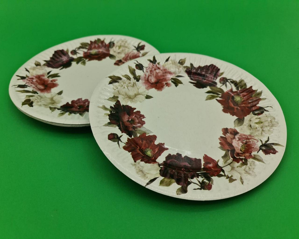 Паперова тарілка з малюнком 18 см "No 32"Бегінія 10 шт (1 пачка) Харків - фото 1