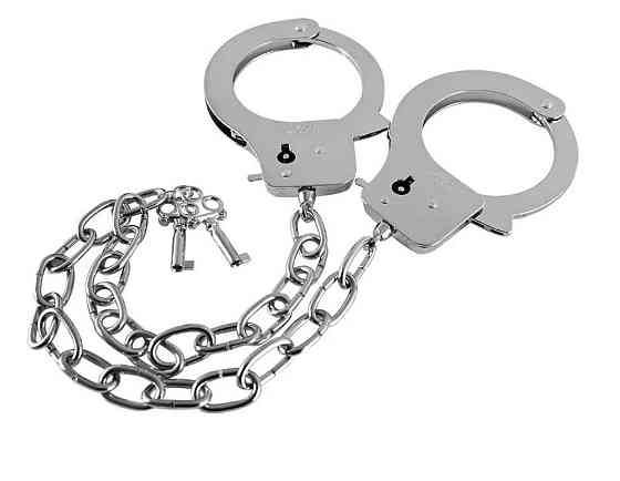 Металлические наручники GP Metal Handcuffs на длиной цепочке, серебристые Sex Aura Киев