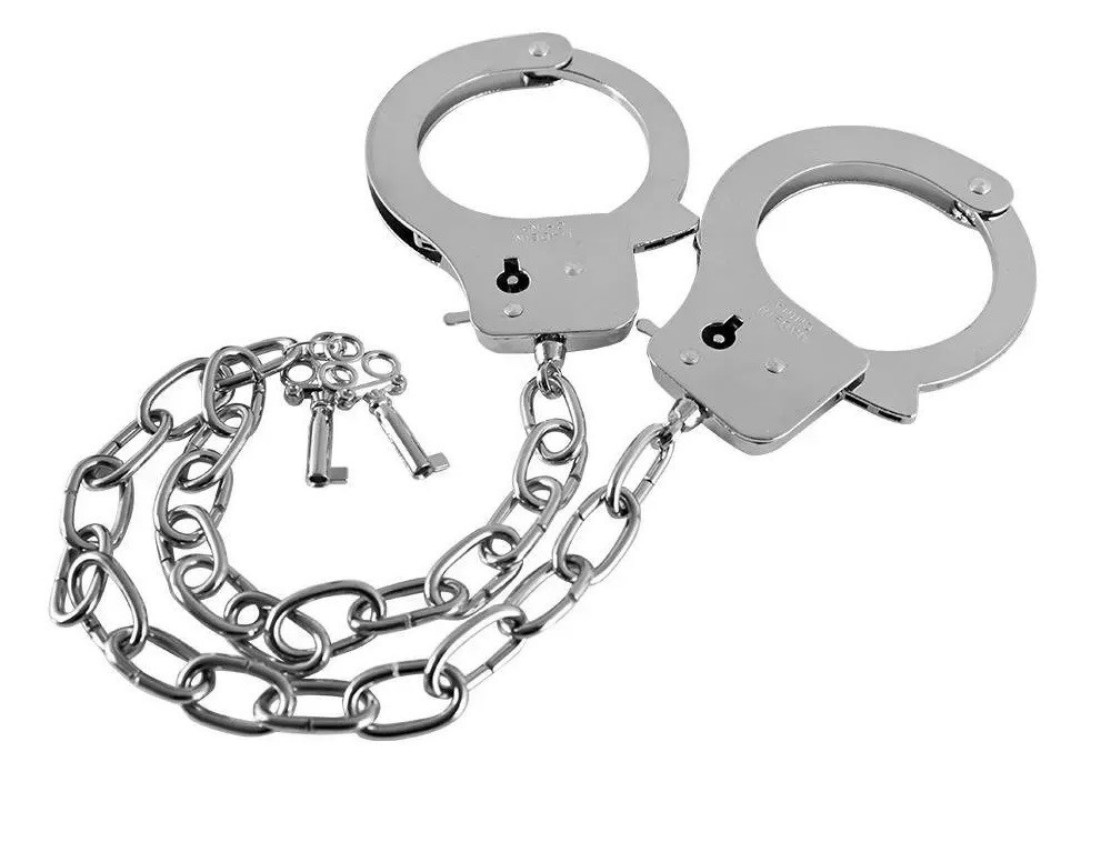 Металлические наручники GP Metal Handcuffs на длиной цепочке, серебристые Sex Aura Киев - изображение 1
