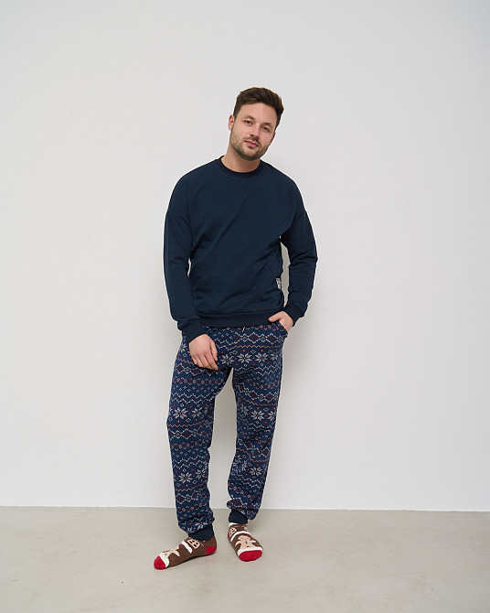 Чоловіча тепла піжама — Байка — штани в орнамент — Family look для пари Tom John 93430 XXL Київ - фото 1