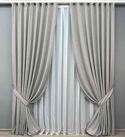Комплект готових штор VR-Textil Мікровелюр Petek № 1832ш Світло-сірий 150х290 см 2 шт (33-0812) Київ