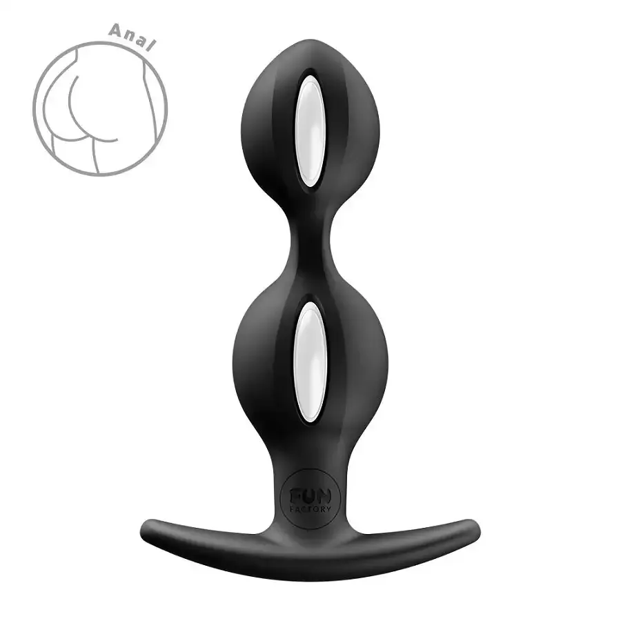 Анальные шарики Fun Factory B BALLS DUO Black, эффект вибрации, диаметр 3,2 и 3,6 см Львов - изображение 1