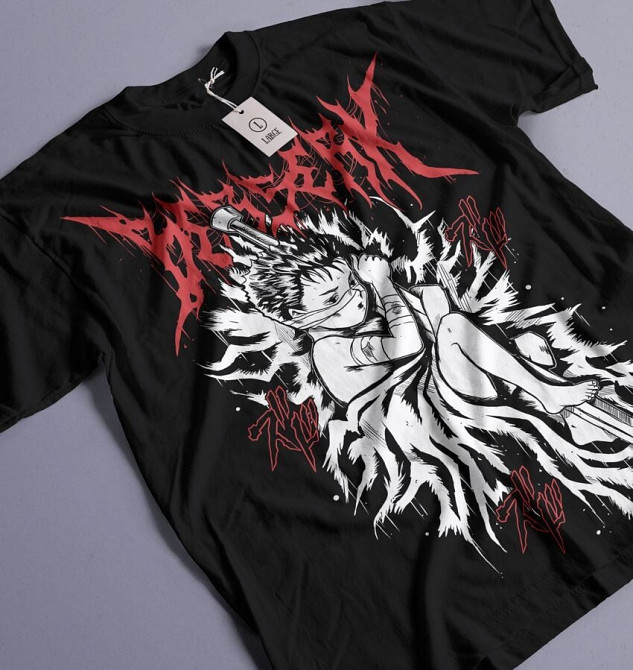 Футболка мужская аниме Гутс Кид Берсерк Манга оверсайз (S/M/L) Черний AnimeJ0818 Днепр - изображение 2