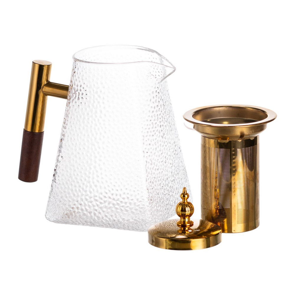 Чайник для заварювання скляний для чаю 1 л з металевою ручкою прозорий HP-34-36 Коломия - фото 2