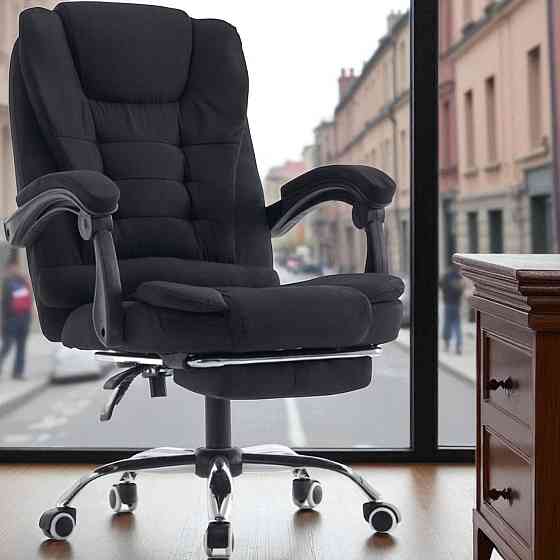 Кресло КОМПЮТЕРНОЕ офисное ортопедическое эргономичное компьютерное мягкое с подставкой для ног и массаже-ром из ткани усиленно Львов