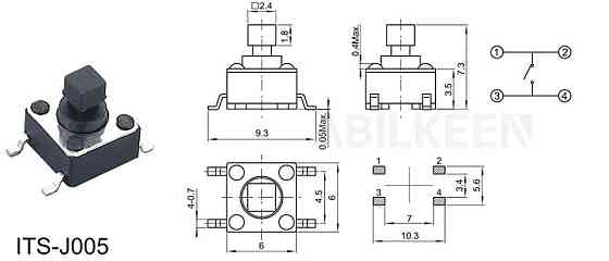 Тактовая кнопка 6x6 мм, 100 шт в наборе Киев