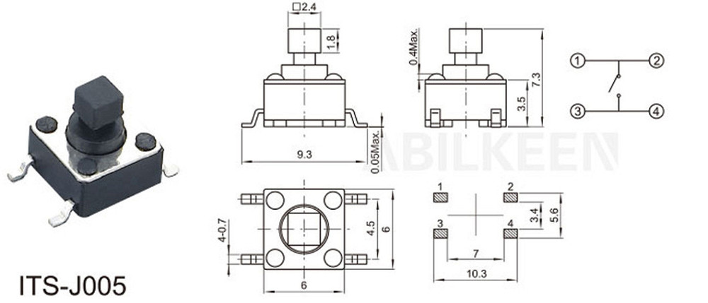 Кнопка тактова 6x6 мм, 100 шт, радіодеталі Київ - фото 5