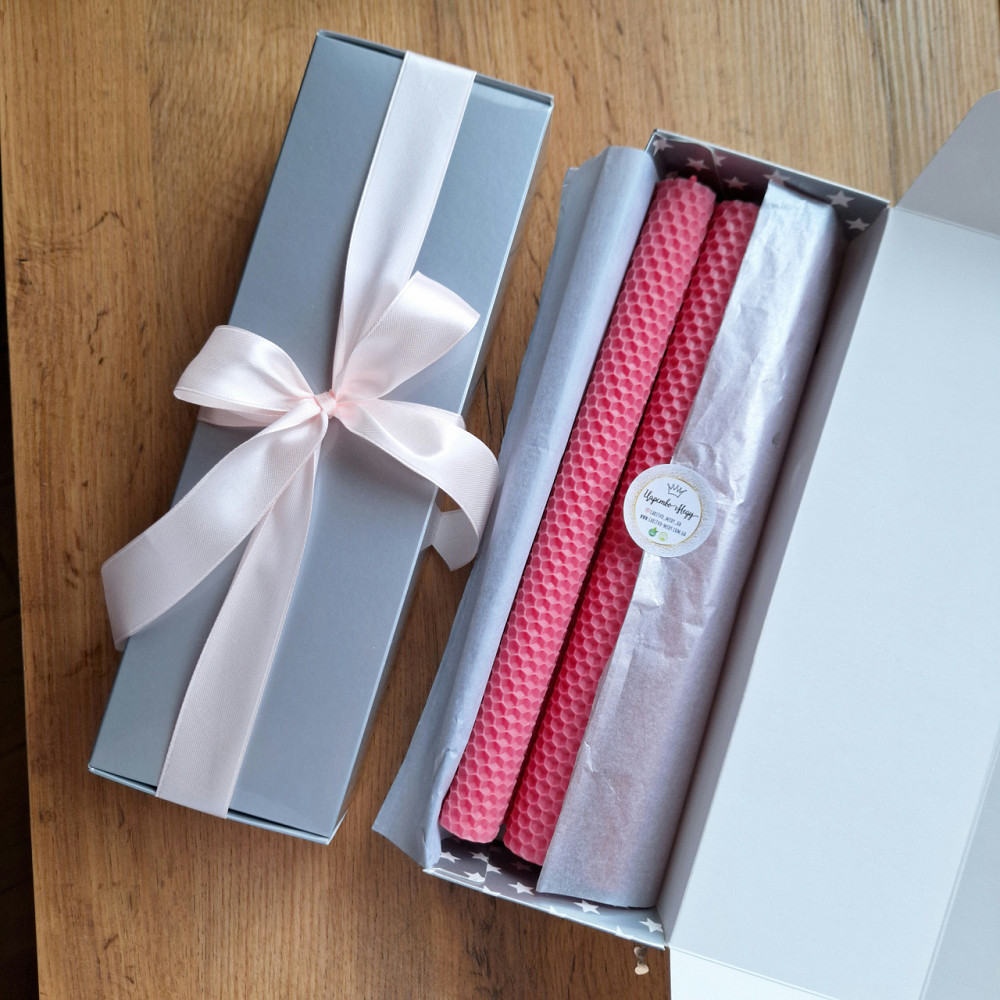 Свічки столові з вощини у подарунковому наборі, 6 шт по 26 см воскові свічки Одеса - фото 1