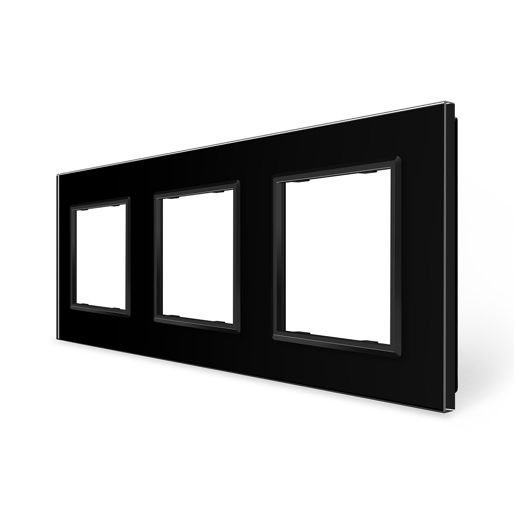 LIVOLO Рамка 3-постова LIVOLO, загартоване скло, чорна матова, 223×80 мм (VL-P7E/E/E-6BS06) Коломия - фото 4