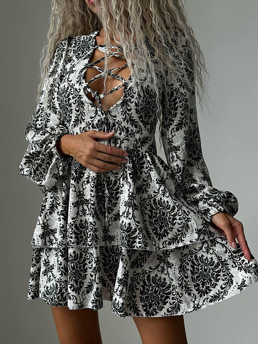 Жіноче стильне повсякденне літнє плаття софт принт Чорний, 44/46 Одеса - фото 2