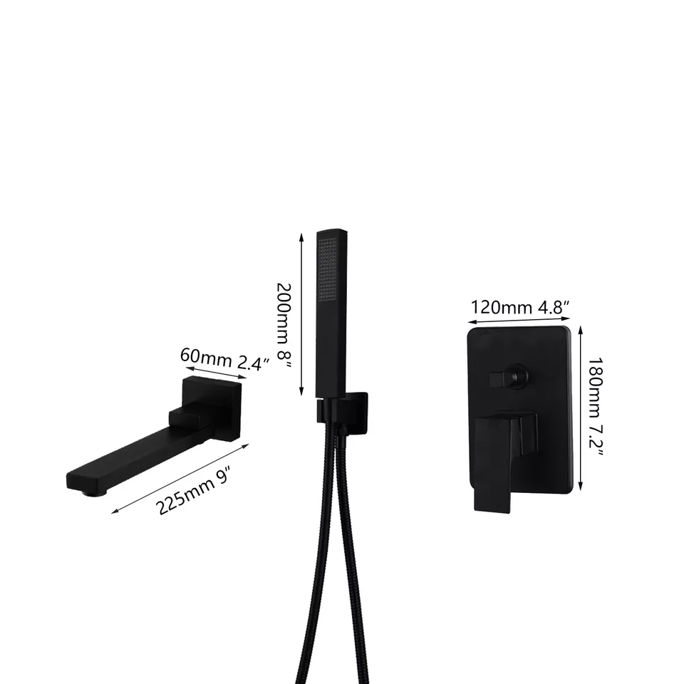 Дизайнерський змішувач у ванну 2 в 1: вилив і ручний душ з кріпленням Чорний матовий Кам'янець-Подільський - фото 2