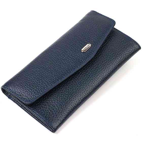 Удобное женское портмоне из натуральной кожи флотар CANPELLINI 21702 Синее Киев