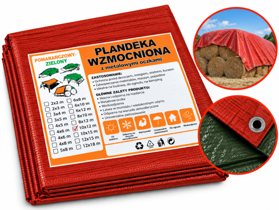 Тент 80 г/м2 10 м*12 м двокольоровий зелено-помаранчевий тент Дніпро