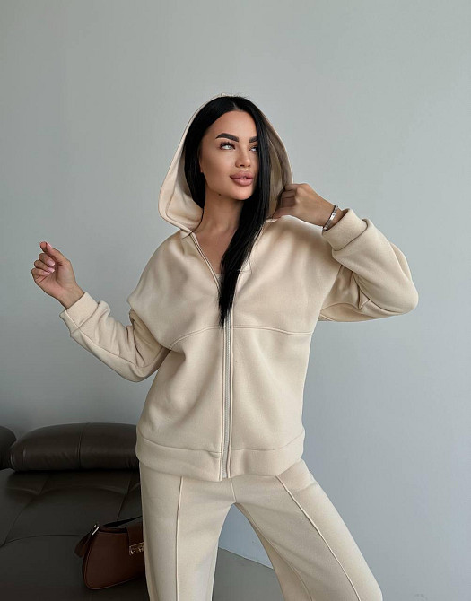 Жіночий теплий прогулянковий костюм двійка: штани + зіп-худі тринитка на флісі 46/48 Одеса - фото 17