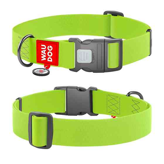 Ошейник для собак водостойкий WAUDOG Waterproof з QR паспортом, пластиковий фастекс, XXL, Ш 40 мм, Дов 46-70 см, салатовий Київ