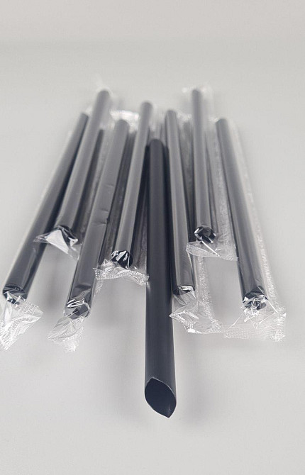 Трубочка для Бабл ті d10-21 см "Бабл ти" чорна в індив/пакованні (100 шт.) Харків - фото 1