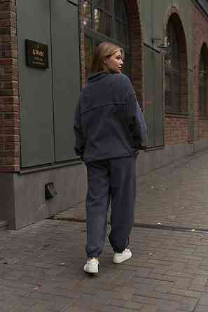 Жіночий теплий прогулянковий костюм, двобічний двобічний поліс фліс Графіт Одеса