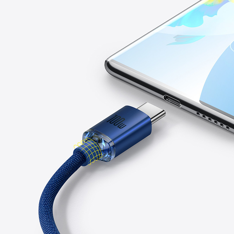 Кабель Baseus Crystal Shine для быстрой зарядки USB-C 2м Синий Киев - изображение 2