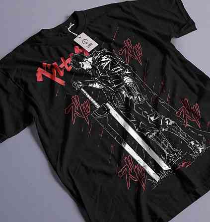 Футболка аниме Берсерк Гутс Скулл Книгхт оверсайз (S/M/L) Черний AnimeJ1043 Днепр