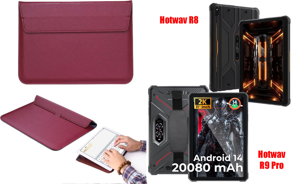 Чохол-конверт VitoCase для Hotwav R8, Hotwav R9 Pro, з функцією підставки для планшета Бордовий Київ - фото 1