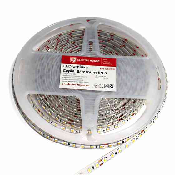 LED стрічка 12Вт 24В SMD2835 120 діодів, холодний білий 6500К, серія Externum IP65 , гарантія 3 роки Дніпро