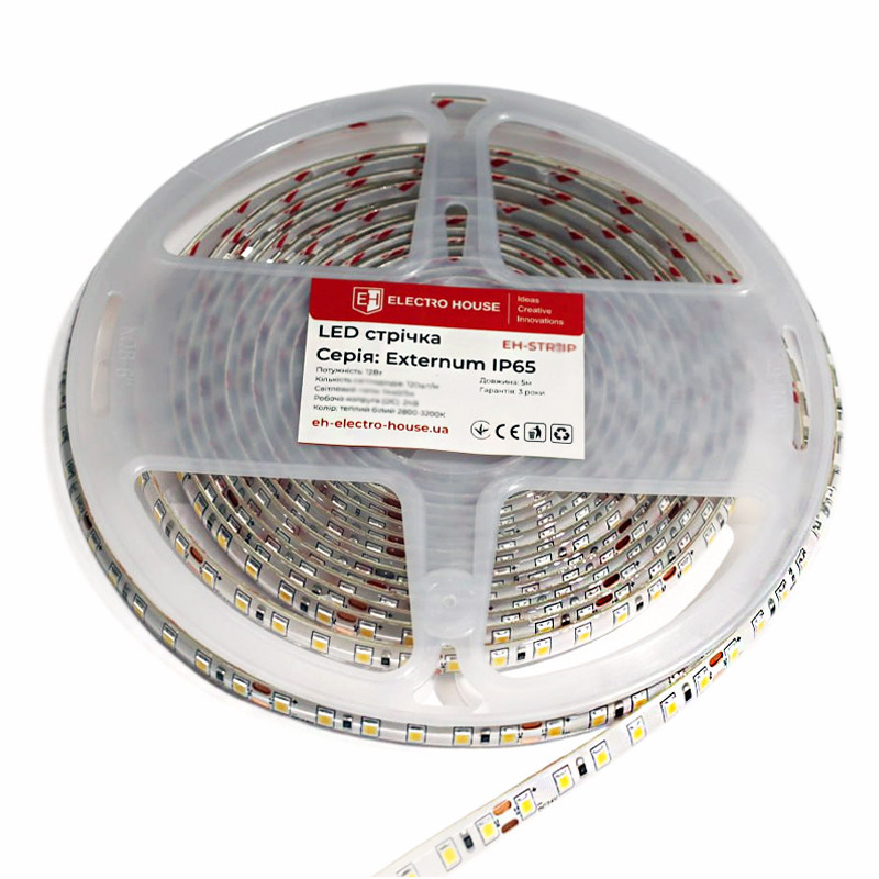 LED стрічка 12Вт 24В SMD2835 120 діодів, холодний білий 6500К, серія Externum IP65 , гарантія 3 роки Дніпро - фото 3