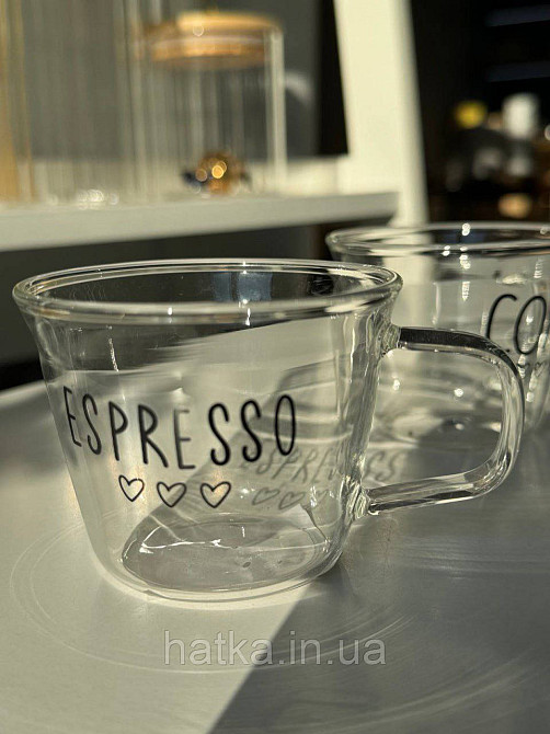 Кухоль чашка Olens "Espresso" 150 мл 102-802 прозорий з написом Київ - фото 1