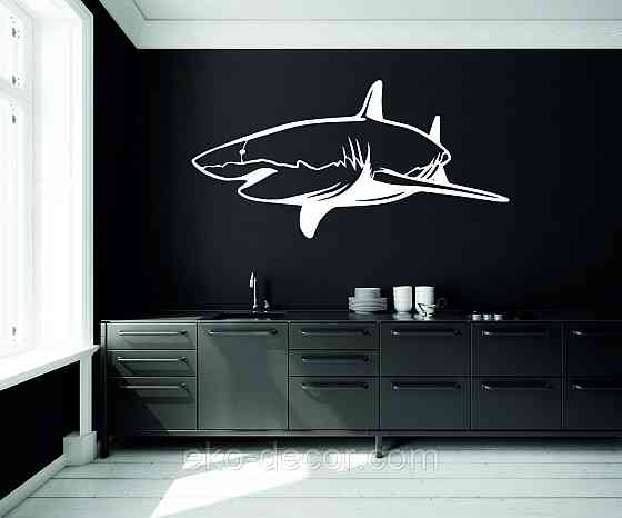 Декоративное настенное Панно «Акула» Декор на стену 110*54 см, Белый Киев