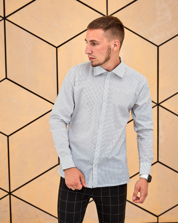 Сорочка чоловіча класична Білий горох L Харків