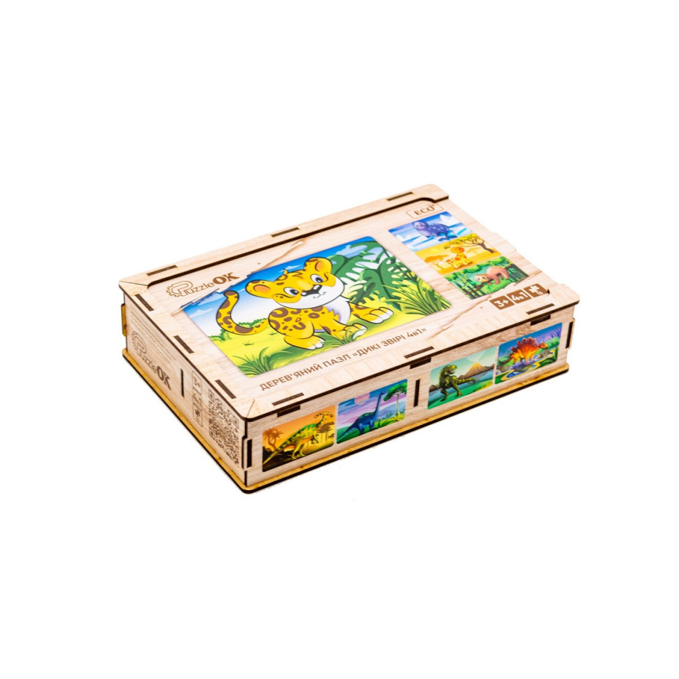 Дерев’яний дитячий пазл 4в1 "Дикі звірі" Puz-58714, 80 елементів Вінниця - фото 1